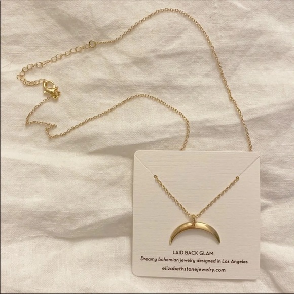 {NWOT} Elizabeth Stone Crescent Moon Necklace - Picture 2 of 2